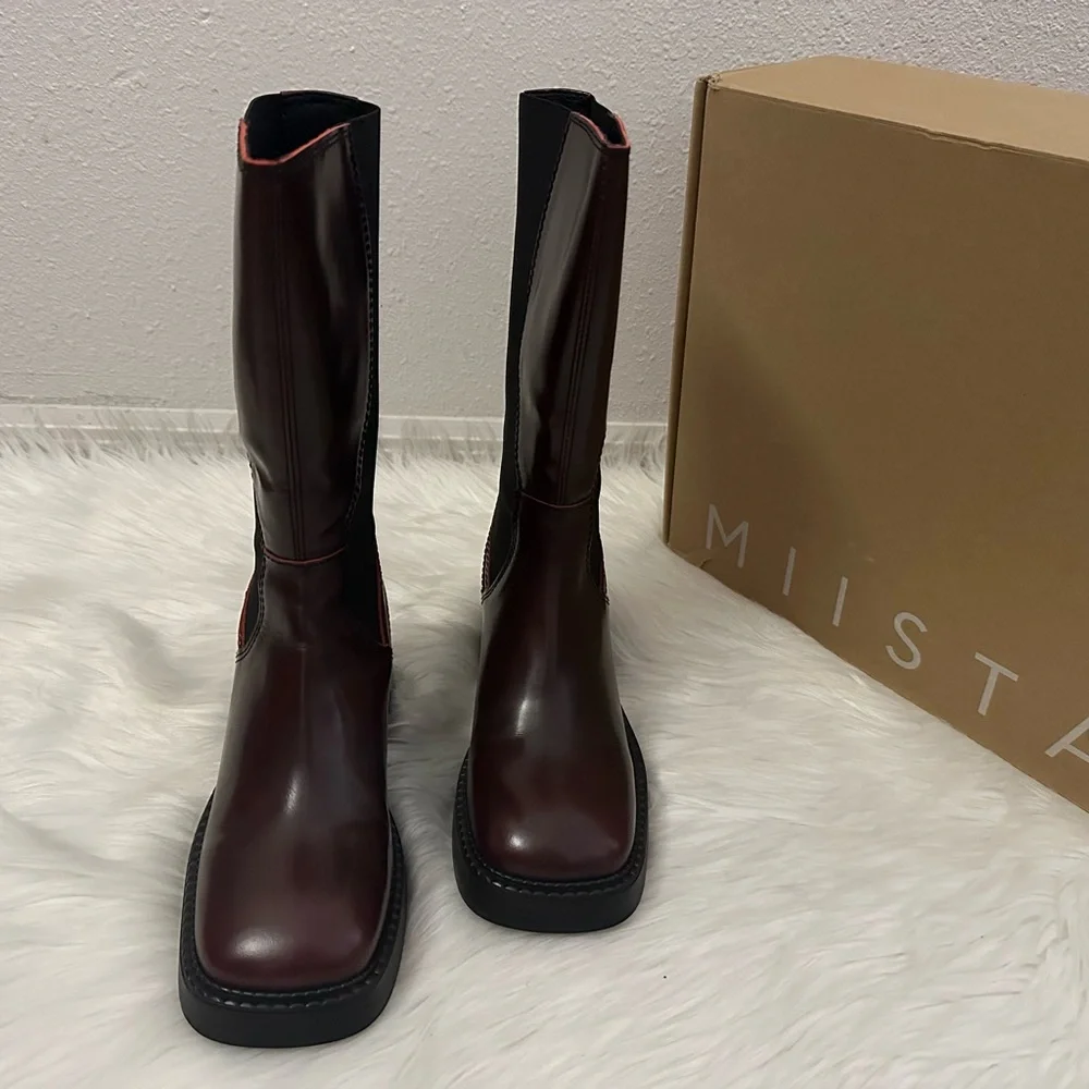 SOLD 💯 MIISTA Burgundy Flabia Boots - Handcrafted Calfskin - Size 36 (US 5.5) - Picture 7 of 8